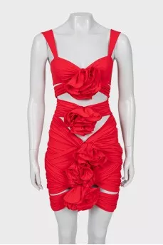 Red draped dress