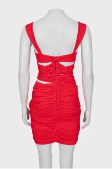 Red draped dress