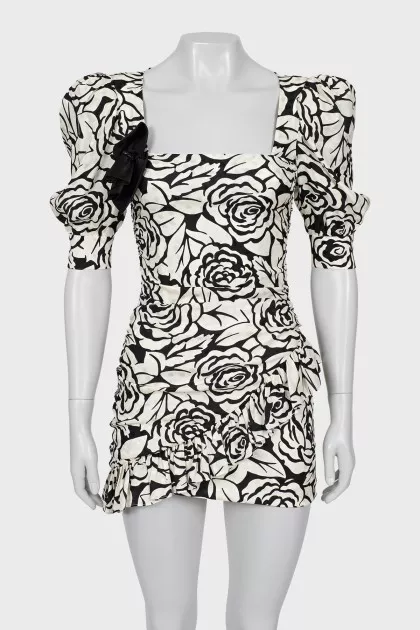 Silk floral print mini dress