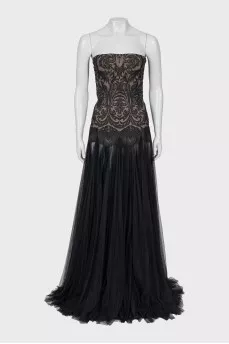 Off the shoulder corset maxi dress