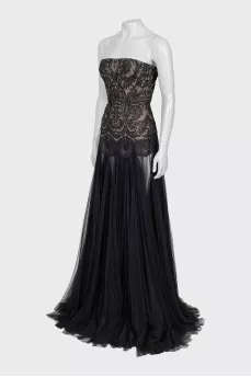 Off the shoulder corset maxi dress