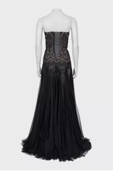Off the shoulder corset maxi dress