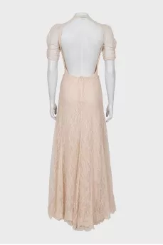 Lace maxi dress with open back