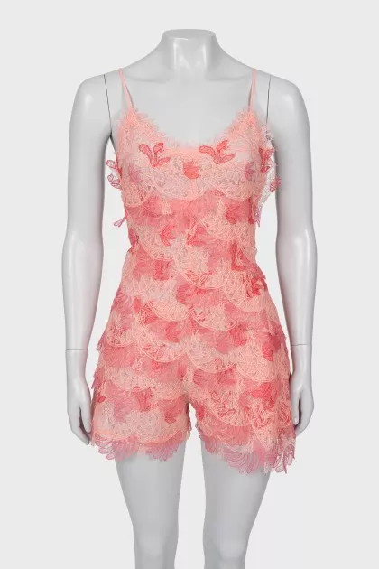 Lace jumpsuit with open back