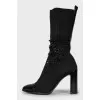 Textile ankle boots decorated with beads
