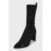 Textile ankle boots decorated with beads
