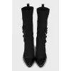 Textile ankle boots decorated with beads