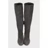 Grey suede high heel boots
