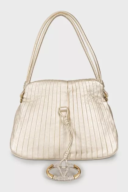 Gold leather shoulder bag