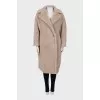 Beige fur coat made of wool and silk