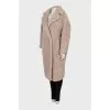 Beige fur coat made of wool and silk