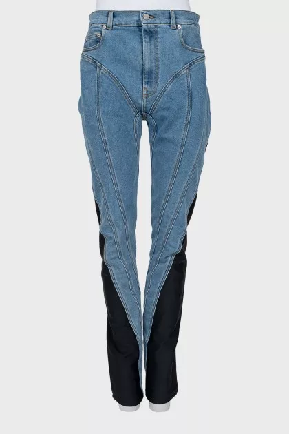 High waisted jeans with raised seams