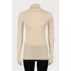 Beige cashmere and silk turtleneck