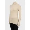 Beige cashmere and silk turtleneck