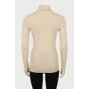 Beige cashmere and silk turtleneck