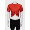 Cropped T-shirt with gold decor