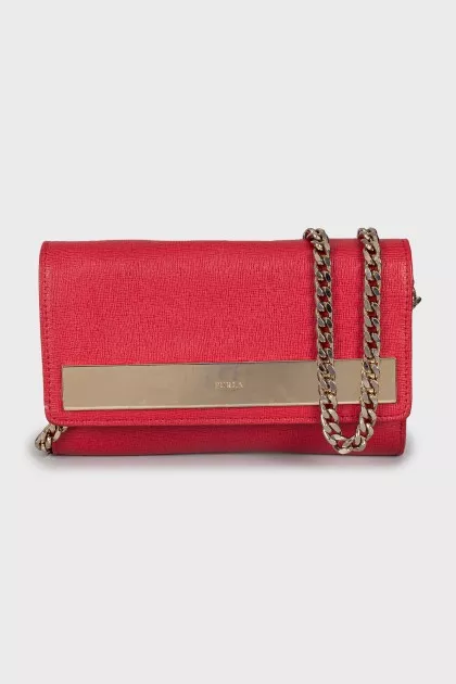 Pink leather crossbody bag