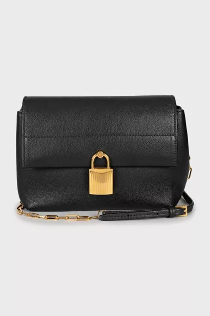 Leather bag with gold clasp