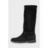 Suede boots with branded embossing
