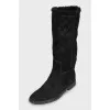 Suede boots with branded embossing