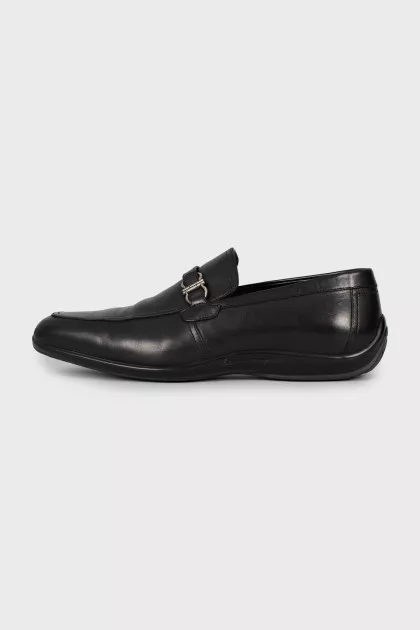 Men's black leather loafers