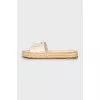 Leather flip flops with raffia soles