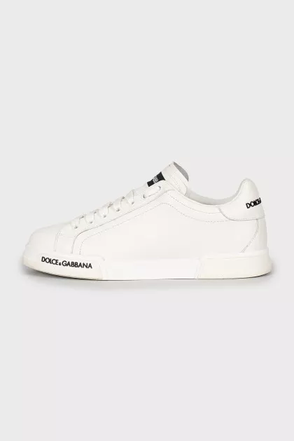 Leather sneakers with brand logo