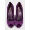 Purple suede open toe shoes