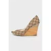 Wedge shoes with signature print