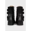 Leather boots with gold chain