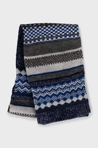 Knitted wool scarf with print