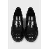 Leather loafers with brand logo