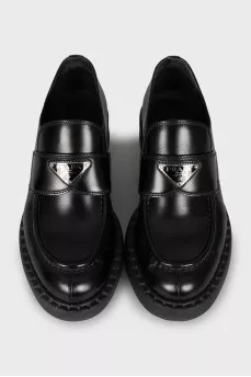Leather loafers with brand logo