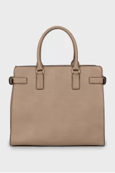 Leather bag with patch pocket