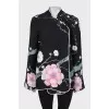 Loose fit cardigan with floral print