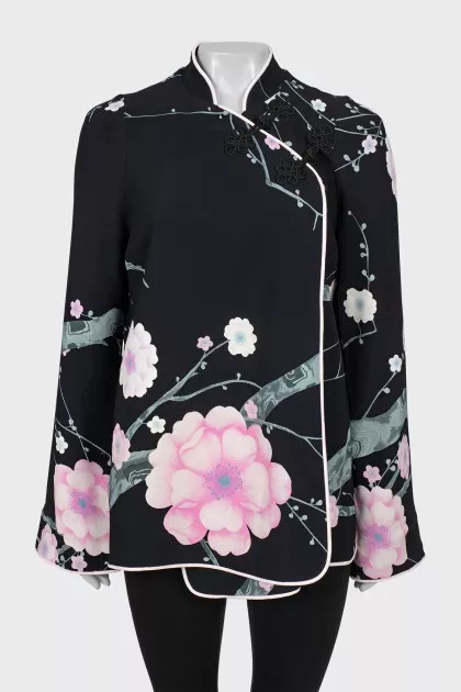 Loose fit cardigan with floral print