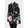 Loose fit cardigan with floral print