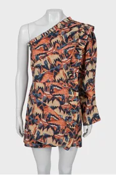 One shoulder lurex dress