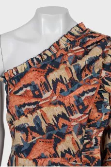 One shoulder lurex dress