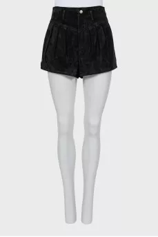 Cropped suede shorts