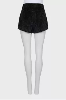 Cropped suede shorts