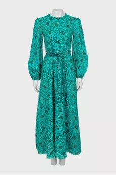 Floral print belted dress