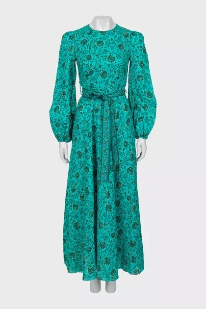 Floral print belted dress