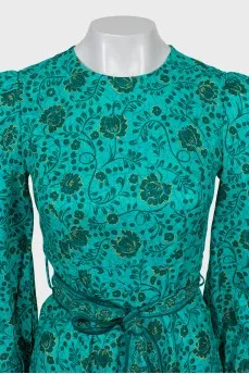 Floral print belted dress