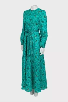 Floral print belted dress
