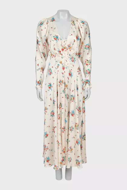 Beige dress with floral print
