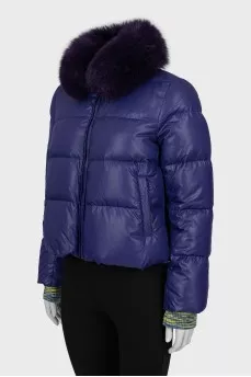 Quilted down jacket with natural fur