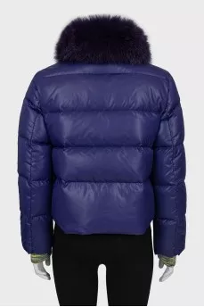 Quilted down jacket with natural fur