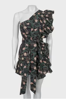 One shoulder printed bodycon dress