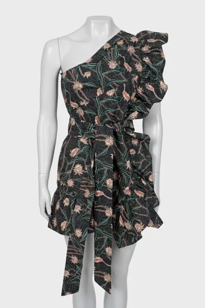 One shoulder printed bodycon dress